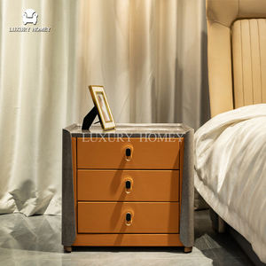 Juego de Dormitorio de Lujo con Cama Doble de Madera Moderna y Acolchado de Cuero, Cabecera Grande, Garantía de 10 Años - Product Image 3