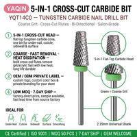 Mata Bor Kuku Tungsten Carbide Yaqin High End 3/32" 7mm 5-in-1 Flat-Top Cone untuk Pemolesan Kutek