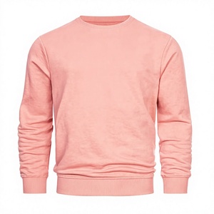 Men's Crew Neck Solid <b>Pink</b> Knitted Pullover Regular Fit Casual <b>Sweatshirt</b> 100% Cotton Quick Dry Winter Custom Design OEM Service - Product Image 1
