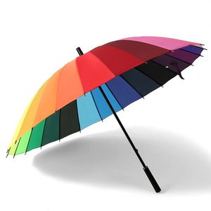 Parapluie de pluie en pongé 16 baleines avec logo personnalisé, semi-automatique, style classique droit, diamètre ouvert 120 cm, pour adultes, cadeaux d'affaires - Product Image 1