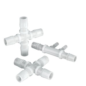Leather <b>Plastic</b> Four Way Connector Equal Diameter Barb Fitting For Garden Water Hose Bulk Hose Connection - Product Image 1