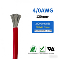 Cable de Silicona 4/0AWG, 500A, Cables Eléctricos Flexibles de Cobre de 107mm² para Audio de Auto, Cable de Alimentación BESS, Cables de Alto Voltaje Calibre 4/0