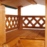 Maison pour chat d'extérieur en bois imperméable à deux niveaux avec balcon et échelle, vente en gros