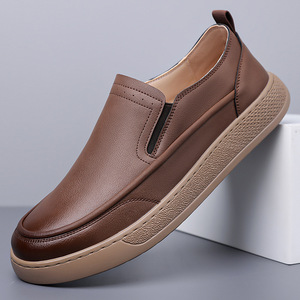 Mocassins pour hommes en PU à enfiler, semelle en caoutchouc, doublure en peluche, tendance mode toutes saisons - Product Image 4
