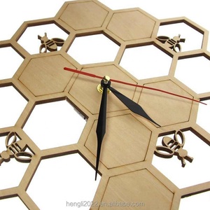 Cut Wood <strong>Clock</strong> Honey <strong>Bee</strong> on Honey Comb Hexagon Nature Watch Wall <strong>Clock</strong> Geometric Kitchen Art Decor - Product Image 6