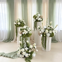 Feesttafels Bruiloft Bloemstukken Witte en Groene Rozen Kunstbloemen Roze Bloembol Bloemdecoratie voor Evenementen