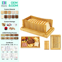 Trancheuse à pain compacte et pliable en bambou BH, réglable en épaisseur, avec plateau à miettes, pour pain maison, pain au levain et gâteaux
