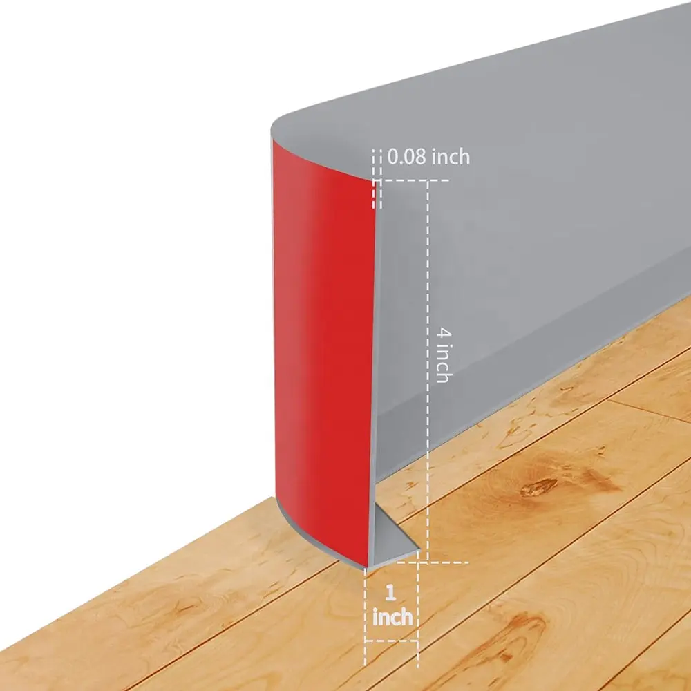 Flexible Vinyl wall base 4" height and 1" crease cove baseboard trim