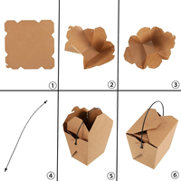 Boîte à lunch portable à double paroi en papier kraft avec poignée pour traiteur de qualité alimentaire avec logo imprimé vente en gros