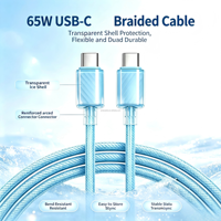Câble USB C Premium 65W PD à charge rapide, en nylon tressé durable, pour synchronisation des données, compatible avec les appareils iOS et Android