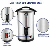 Urne à café électrique commerciale en acier inoxydable, 120 tasses, 1600W, chauffe-eau avec robinet pour hôtel, buffet, restauration