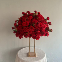 EG-FB-RD05 Nouveauté 2026 – Boule de fleurs artificielles 5D faites à la main, roses bordeaux, grande taille 80 cm, pour centres de table de mariage et décorations