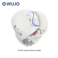 Assiettes carrées en porcelaine bon marché Vaisselle 8'' Vente en gros Assiette à dîner en céramique blanche