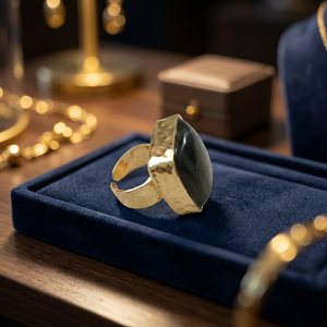 Joyería India, Anillo de Piedra Natural Chapado en Oro Personalizado para Boda, Regalo, Joyería de Moda en Tono Dorado - Product Image 2
