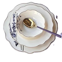 Service de vaisselle en porcelaine fine (New Bone China) de 24 pièces pour 6 personnes