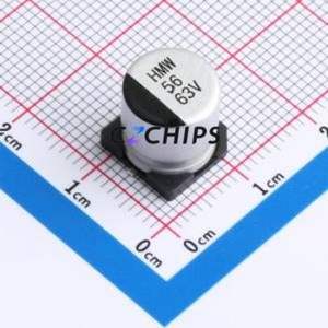 Condensateur électrolytique hybride solide-liquide en aluminium SMD, 118EC470, D10xL10.5mm, 56uF, 20%, 63V, 0.95A-100kHz - Product Image 1