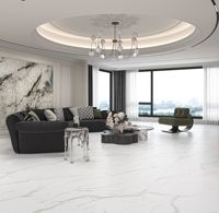 Carrelage en porcelaine aspect marbre blanc mat 600x1200, veine grise fine, antidérapant, isolation thermique, pour murs et sols, idéal villas modernes, parcs et hôtels