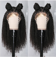 Vente en gros usine : Cheveux brésiliens 13x6 pour perruques, bouclés afro crépus, dentelle transparente pour femmes noires, densité 180%, noir