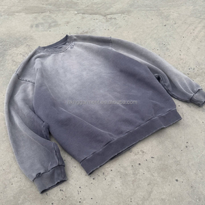 Sweat-shirt pour homme en coton 100% avec logo personnalisé, de haute qualité, effet d'encre éclaboussée, teinture blanchissante par pulvérisation - Product Image 1