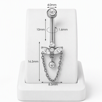 Piercing de nombril en titane ASTM F136 de qualité implant, avec chaîne à trois pierres serties de zircone cubique, bijou de piercing pour le nombril