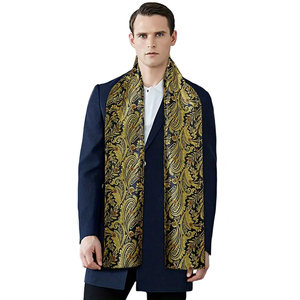 Écharpe de <span class=keywords><strong>luxe</strong></span> pour hommes, jacquard, motif cachemire/floral, longue écharpe noire, châle d'automne et d'hiver, idéal pour offrir en cadeau - Product Image 1