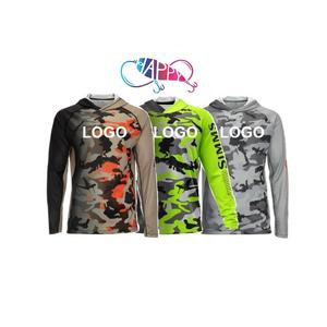 OEM grosir baju memancing Hoodie Pria Lengan Panjang, baju memancing Hoodie lengan panjang, pakaian memancing Uv tabir surya luar ruangan warna kustom poliester Upf50 + Pria - Product Image 1