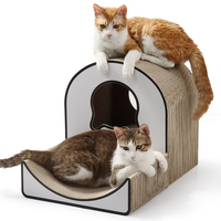 Mobilier pour chat multifonctionnel à 2 niveaux en carton, griffoir et cachette pour chats d'intérieur