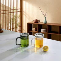 Mug en verre borosilicate de haute qualité avec infuseur à thé, résistant à la chaleur, compatible lave-vaisselle et micro-ondes, 400 ml, design moderne pour le bureau et la maison