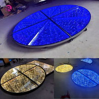 Plancher de danse LED à lumière étoilée 3D, cadre métallique portable, verre rond doré, scène de mariage pour les événements, décoration de fête