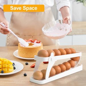 Wholesale 2-Tier Auto Rolling Eggs <b>Storage</b> <b>Box</b> New Design Kitchen Refrigerator Dispenser <b>Bins</b> - Product Image 6