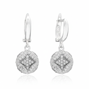 Clear CZ Stone Round Design Geometric Jewellery Turkish Wholesale 925 Sterling <b>Silver</b> Jewelry <b>Dangle</b> <b>Earrings</b> - Product Image 2