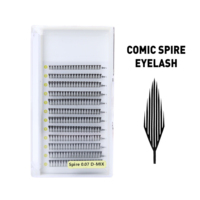 Tour Spire Extension de cils fait à la main Style à plumes moelleux Comic Wings Lash 0.07 flocons minces avec CD Curl