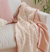 Couverture en coton crêpe pour enfants, très tendance, taille King, 4 couches, tricotée, motif mignon pour la décoration de la maison