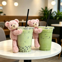 En gros Mini ours en peluche doux avec fermeture auto-agrippante pour ornement de tasse de café ou de bubble tea, porte-clés de sac