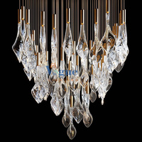 Luminaire suspendu moderne à feuille d'or classique avec lustres à led pour le salon du hall de l'hôtel