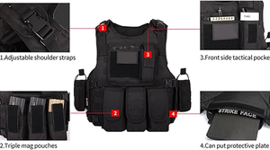 LINZ nero tattico piatto ponderato gilet portante in Nylon traspirante tessuto 1000D uso esterno taglia unica - Product Image 2