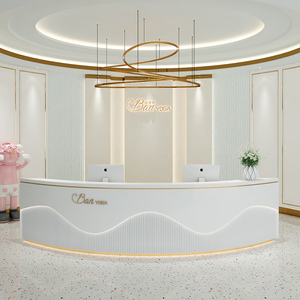 Hiện đại nhỏ đơn giản checkstand thu ngân MDF bảng salon Thanh toán truy cập văn phòng đồ nội thất cong bàn tiếp tân - Product Image 3