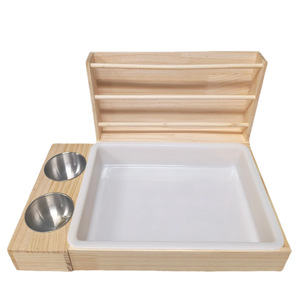 Comedero de heno para conejos de madera maciza, cama para mascotas con bandeja de alimentación y cuencos multifuncionales para mascotas pequeñas - Product Image 5