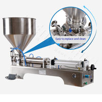 Remplisseuse semi-automatique de liquides pour pâte, crème, sauce, confiture, miel, beurre, jus, huile, pommade, savon liquide, eau, verre, boisson, bouteille