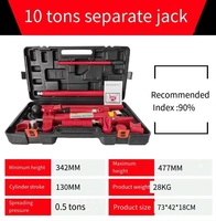 Cric hydraulique portable en acier de 10 tonnes avec hauteur minimale de levage de 75 cm, kit de réparation automobile pour carrosserie, garantie 1 an