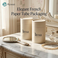 Emballage élégant en tube de papier crème, boîte cylindrique en carton, logo personnalisé pour cosmétiques, soins de la peau, bougies, style français, vente en gros