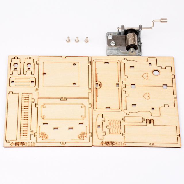 Diy Gift Custom Lgo Wooden Hand Crank Piano Mechanical Music Boxs Girls Music Box