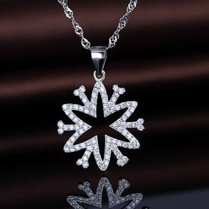 المجوهرات بالجملة عيد الميلاد 925 فضة ندفة الثلج قلادة ندفة الثلج ، عيد الميلاد مجوهرات - Product Image 2