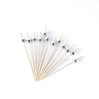 Fournitures de fête hawaïennes 12cm perles d'argent cure-dents en bambou bâtons de Cocktail fête pour apéritifs boissons alimentaires
