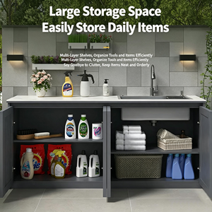 <span class=keywords><strong>Mueble</strong></span> <span class=keywords><strong>de</strong></span> Lavandería Integrado <span class=keywords><strong>de</strong></span> Aluminio <span class=keywords><strong>para</strong></span> Exteriores, Resistente al Sol, con <span class=keywords><strong>Lavadora</strong></span>, Fregadero <span class=keywords><strong>y</strong></span> <span class=keywords><strong>Lavabo</strong></span> - Product Image 5