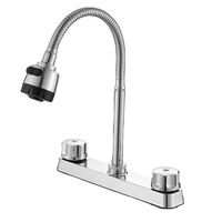 Robinet de cuisine moderne à 3 trous et double poignée en alliage de zinc pour évier, mitigeurs d'eau de cuisine extractibles