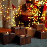 Vietnam WeWood Vente en gros Porte-bougie chauffe-plat en bois artisanal, support décoratif en bois en forme de cube géométrique