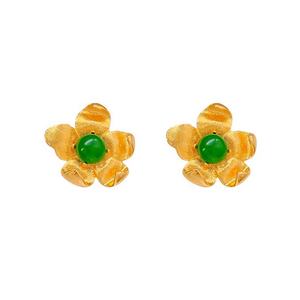 Pendientes de tuerca dorados para mujer, de acero inoxidable, con diseños escultóricos de lazo, corazón texturizado, hoja, flor y mariposa exagerada, para fiesta - Product Image 5