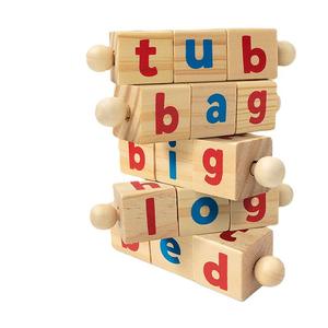 Jouets éducatifs pour la <span class=keywords><strong>maternelle</strong></span>, jouet d'apprentissage de l'<span class=keywords><strong>alphabet</strong></span> tournant Montessori, blocs de lecture en bois, <span class=keywords><strong>jeux</strong></span> d'orthographe - Product Image 1