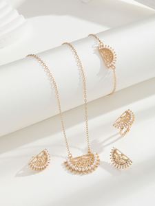 Conjunto de Collar Bohemio de Acero Inoxidable con Baño de Oro y Circonitas para Mujer, Joyería de Moda para Aniversarios, Estilo Dubái - Product Image 2